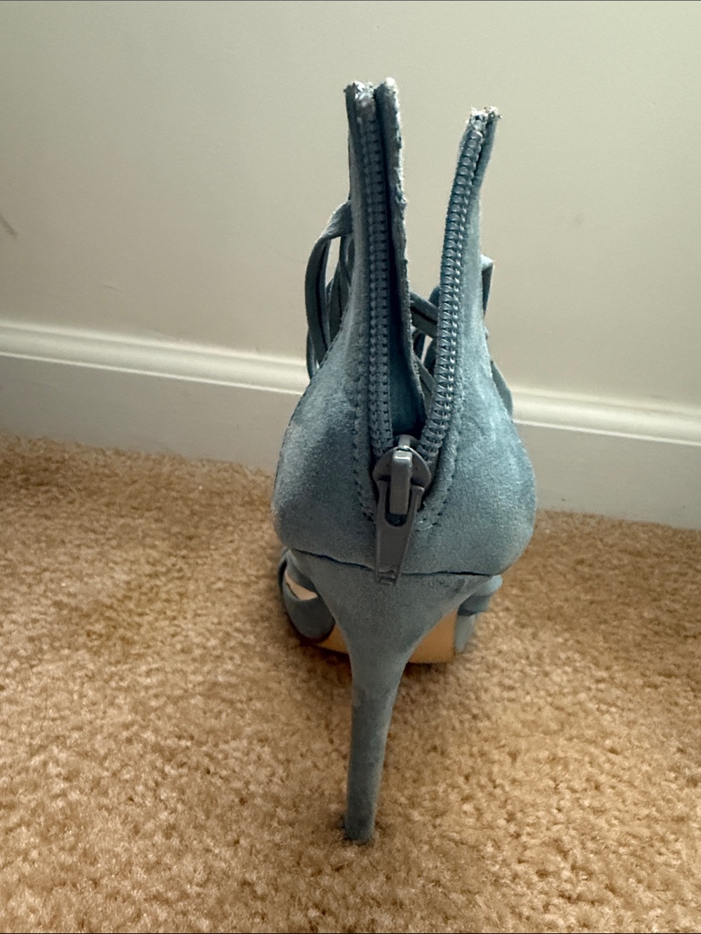 JustFab light blue/cornflower Suede Wrap Stiletto Sandals - Picture 3 of 11